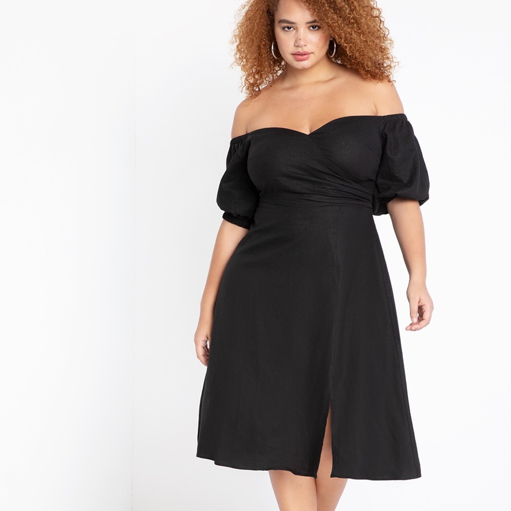 Eloquii Sweetheart Linen Dress